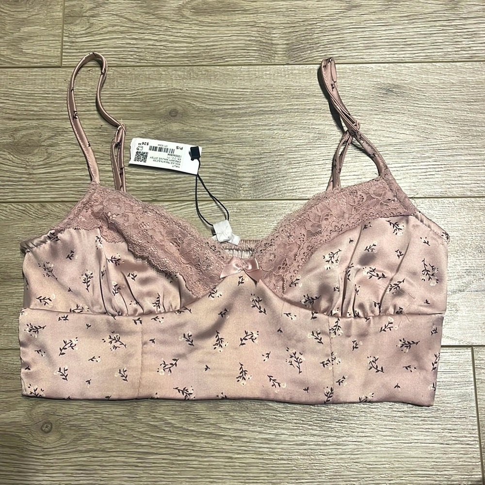 NWT Garage Nova Lace Trim Satin Bustier